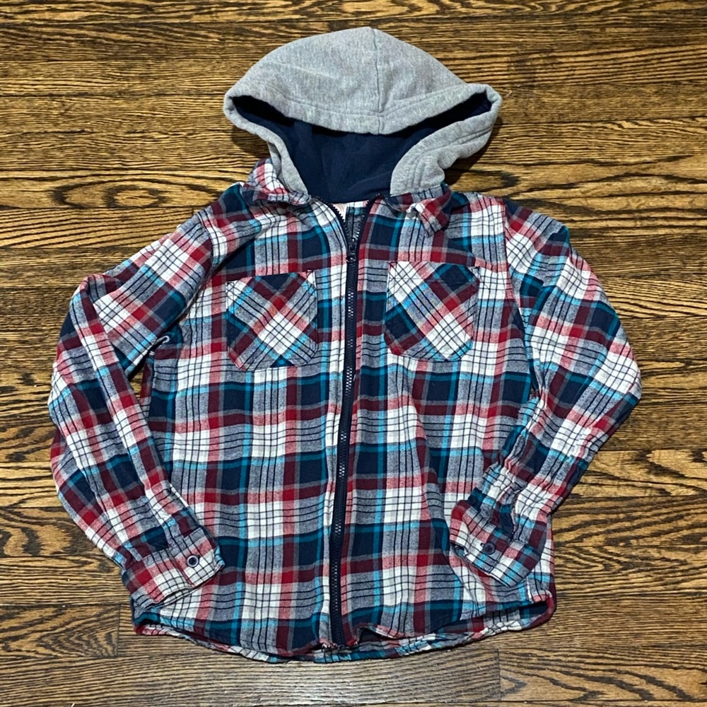 Hooded flannel, kids size XL 14/16